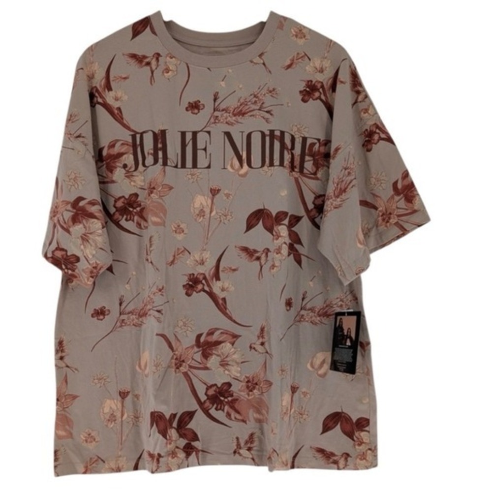 Jolie Noire Mens Floral Hummingbird Graphic T-Shirt Taupe Brown J2J007AJTG Small